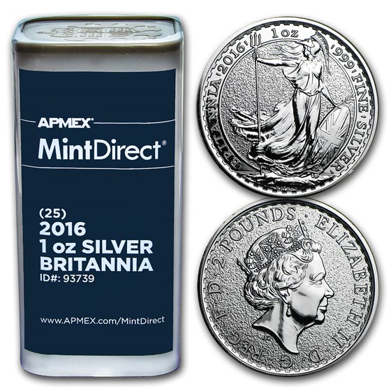 2016 1 oz Silver Britannia (25-Coin MintDirect® Tube) 2016 1 oz Silver Britannia (25-Coin MintDirect® Tube)